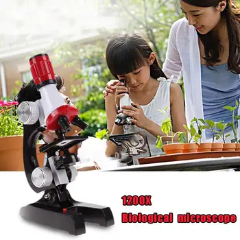 100X-1200X Mikroskopu Vaikams Rinkinys Žaislo Švietimo LED