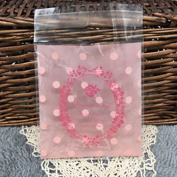 10cm*10cm 50Pcs Rožinės spalvos Girlianda Slapukas Lipni, Plastikiniai Pakavimo Maišeliai Sausainių Kepti Maisto Paketas