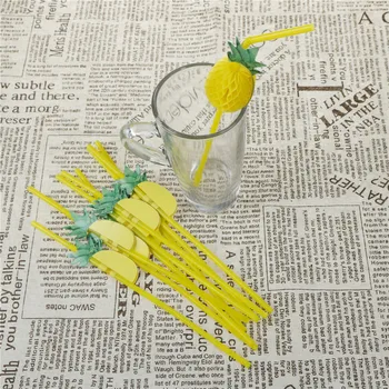 10vnt Mielas 3D Plastiko Ananasų Geriamojo Šiaudelius Baby Shower Vestuves Vaikų Gimtadienio Apdailos Reikmenys