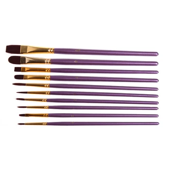10vnt/Set Purple Menininkas Dažų Teptukų Rinkinys Nailono Plaukų Akvarelės, Akrilo Naftos Dažymo Teptukai, Piešimo Meno Supplie