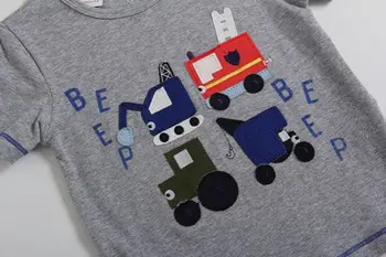 12M-6years Bamblys berniukai keturis automobilius animacinių filmų trumpas rankovės tees naujas vasaros medvilnės vaikai vaikai šortai, kūdikių berniukų, mergaičių topai marškinėliai