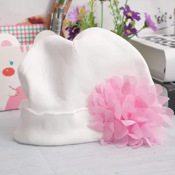 1PC kūdikių skrybėlės, mergaitėms Naujagimiui Merginos Bamblys Gėlių Skrybėlę Medvilnė Minkšta Rausva Balta Skrybėlę Bžūp Sping Rudenį