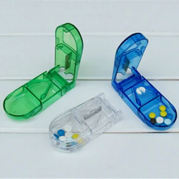 1PCS Mini Naudinga Nešiojamų Saugojimo Dėžutė Tablet Cutter Splitter Tabletes Atveju Medicina Tabletes Turėtojas 3Colors
