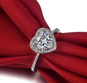 2 750 Karatų Balto Aukso Širdies Formos Gražūs testas teigiamas, Moissanite Moterims Vestuvinis Žiedas Pasakų Žada Vestuvių Žiedas