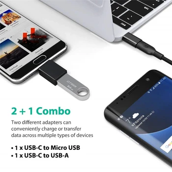 2 In 1 Modelis-C USB Adapterį + C Tipo Į Micro USB 