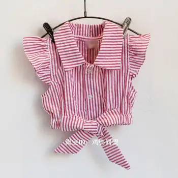 2016 m. vasaros naujų vaikų drabužių rinkinys 2vnt skristi rankovės liemenė+kelnės medvilnė mielas lankas bamblys mergina drabužių vaikams juostele mergaičių kostiumai