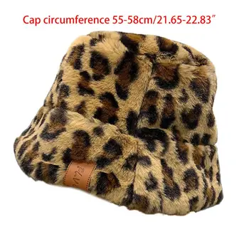 2020 Moterų Žiemos Pūkuotas Pliušinis Kibiro Kepurę, Leopardas Spausdinti Harajuku Šiltas Žvejo Kepurė