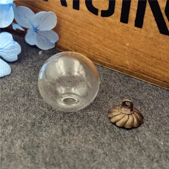 20sets 16x4mm kamuolys stiklo gaublys su spirale bžūp nustatyti, stiklo buteliukas pakabukas 