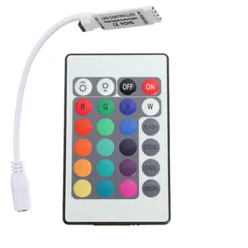 24 Mygtukai Mini IR Nuotolinis Valdiklis RGB LED Juostos