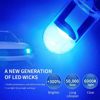 2vnt W5W T10 Pleišto Licencijos Šviesos Stiklo Būsto Cob LED Automobilių Lemputės Plokštės Lempos Šviesos Kupolas Baltas Diedo Automobilių Reikmenys