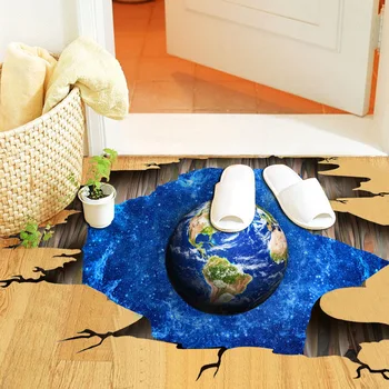 3D Blue Planet Kosmoso PVC Plakatas Sienos Įklijuoti Lipdukus Vaikai Kambarį Grindų Lipdukai Miegamasis Apdaila Sienų Tapybos Tapetai