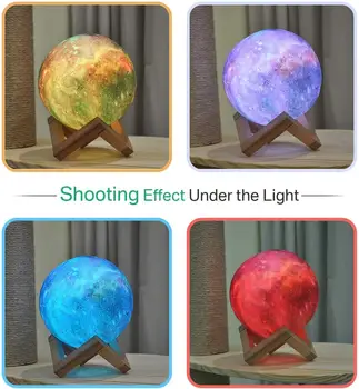 3D Spausdinimo Mėnulio Lempos spalvotu LED Nakties Šviesa 16 Spalvų Keitimas Palieskite ir Nuotolinio Valdymo Galaxy Šviesos Vaikai Valentino Diena Dovana