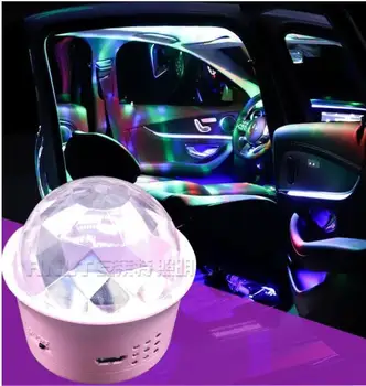 3W Mini LED Magija Kamuolys Automobilių Diskoteka Kamuolys RGB DJ, LED Lemputės USB Įkraunama Balso Kontrolės Sukasi Etape Šalis Šviesiai Juoda Rausva