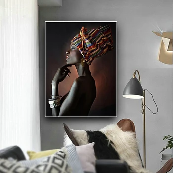 Afrikos Nuogas Moteris Indijos Lankelis Portretas Naftos Tapyba ant Drobės, Plakatų ir grafikos Cuadros Sienos Menas Nuotraukas Kambarį