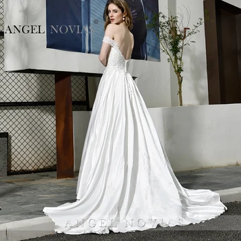 ANGEL NOVIAS Ilgos, Baltos Linijos, Vestuvių Suknelės 2020 nuo Peties Backless Boho Vestuvinės Suknelės Vestidos De Noiva Chalatas De Marie
