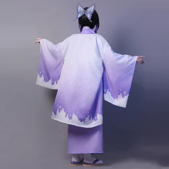 Anime!Demon Slayer: Kimetsu nr. Yaiba Kochou Shinobu Mėgautis full moon Purpurinis Drugelis Kimono Cosplay Kostiumų Nemokamas Pristatymas