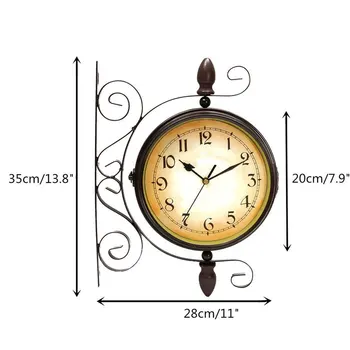 Antikos Stilius Derliaus Dekoratyvinių Dvipusis Metalinis Sieninis Laikrodis Antikos Stiliaus Stotis Sieninis Laikrodis Sienos Kabo Laikrodis