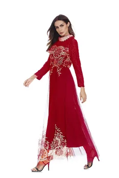 Arabijos Nėrinių Užskaitos Ilga Suknelė Artimųjų Rytų Abaja Bridesmaid Suknelė