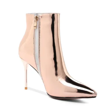 Arden Furtado 2018 m. pavasarį adatos (stiletai) batai batai moteris aukštakulnius 9cm seksualus pažymėjo tne užtrauktukas auksas, sidabras mažo dydžio batus