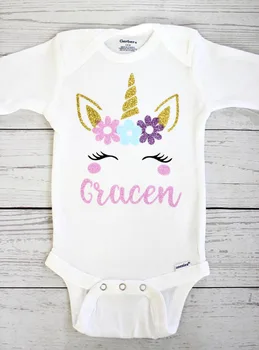 Asmeninį pavadinimas arba numeris 1-asis gimtadienis kūdikių bodysuit onepiece romper vaikiška Apranga marškinėliai baby shower Naujųjų Metų šaliai dovanos