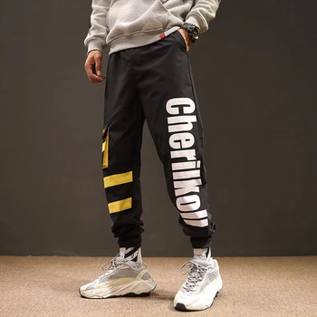 Atsitiktinis Kratinys Pusėje Kišenėje Krovinių Haremas Pants Mens Mados Japonija High Street Rudenį Jogger Streetwear Hip-Hop Vyrų Kelnės