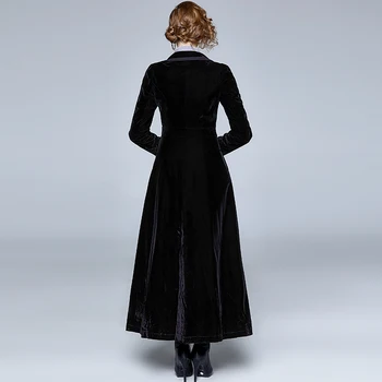 Aukštos kokybės Sutirštės moterų žiemos ilgomis rankovėmis prarasti Femal Ponios striukė Atsitiktinis streetwear femme Aksomo kailio Švarkelis suknelė