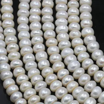 Baltos spalvos Natūralių Perlų 7-8mm Prarasti Tarpiklius Karoliukai Papuošalai Priėmimo Abacus Gėlo vandens Perlai 