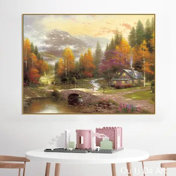 Be rėmelio HD Thomas sėjami miško namas kraštovaizdžio drobės spaudiniai aliejaus tapybai atspausdinta ant drobės namo sienos meno apdailos nuotrauką