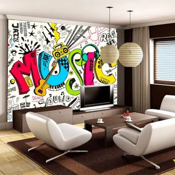 Beibehang Užsakymą 3D Abstrakčių Muzikinių Vaikų Kambarys Grafiti Didelės Freskos, Kavinė Restoranas, Baras, Miegamasis Gatves, Rock Tapetai