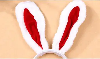 Bunny Mergina Kostiumai Sexy Raudona ir Juoda Kalėdų 6PCS Kostiumas Moterims Lenceria apatinis Trikotažas, Erotinis Trijų Taškų Vaidmenį vaidina Vienodą QQ414