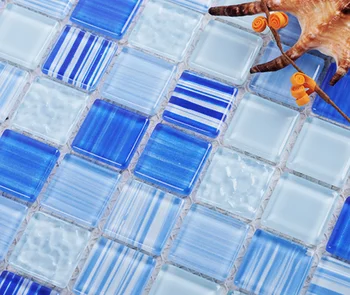 Crystal Blue Stiklo Plytelės Virtuvės Backsplash Vonios kambarys Stiklo Mozaika, Sienos Plytelių BT002