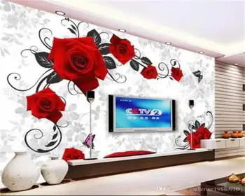 Custom 3d Tapetai, Freskos Kambarį 3D Rose TV Foną, Privalo Sienų Tapybos Tapetai