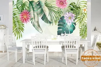 Custom atogrąžų vasaros atostogų tapetai, freskos medžio miške palikti gėlės sofa-lova, miegamojo kambarį 