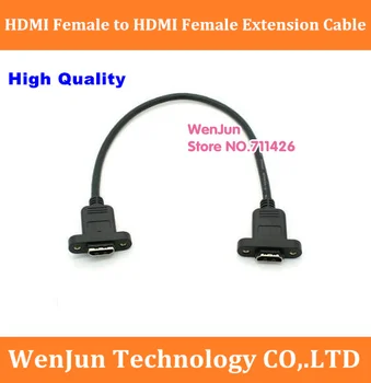 DHL nemokamas pristatymas 30cm 60cm 1M HDMI Kabelis-prailgintojas moterį, Moters Su Varžtu Panel Mount su ausų 50pcs/daug