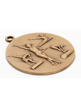 Didelis Metalo Gimnastikos Moterų Bronzos Medalis - 6,4 cm - su diržo dydis 2,2 cm x 80 cm - Pasirinkimas iš Spalvų Juostelės.