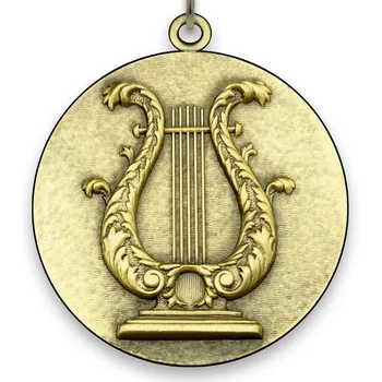 Didelis Metalo Muzikos Medalį - Aukso - 6,4 cm - su Kaklo Juostelės dydis 2,2 cm x 80 cm - Pasirinkimas iš Spalvų Juostelės.