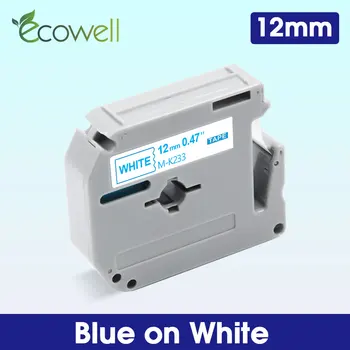 Ecowell 1Pcs MK233 MK-233 12mm etiketės juostos MK 233 M-K233 MK spausdintuvo juostelės Juoda ant Balto už Brother P-Touch PT-70 PT-80 spausdintuvą