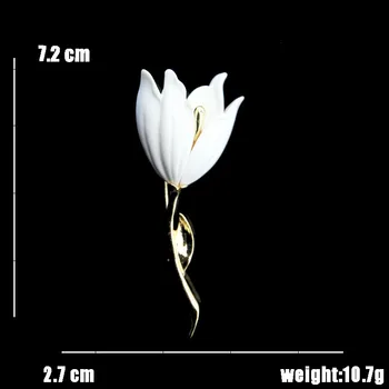 Elegantiškas ir gražus Tulip Gėlių Segė Rausva Balta Sagė Moterų Vestuves Drabužių, Drabužių Mados Juvelyrika Priedai