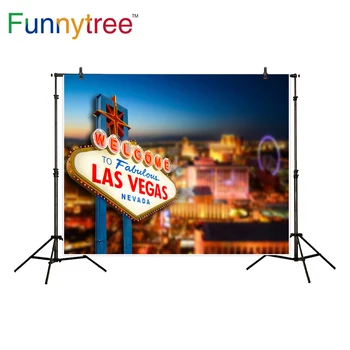 Funnytree Las Vegase nakties fone fotostudija kazino šalis nevada city bokeh fone fotografijos photobooth foto prop