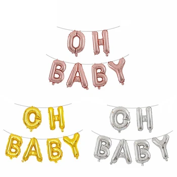 FX Vaikams Gimtadienio 16 colių rožinė Aukso, Sidabro Oh Baby Laišką Folija Balionai Reklama Kūdikių Dušas Lyčių Atskleisti Šalies Apdaila