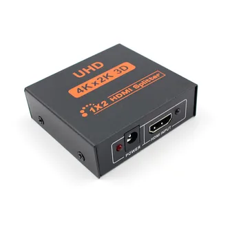 HDMI 1.4 b UHD 3D 4K * 2K Full HD 1080p HDMI splitter 1X2 2-port hub kartotuvas stiprintuvo su 5V DC ES/JAV plug power splitter