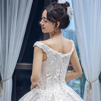 J66682 jancember prabangių vestuvių suknelės, v-kaklo, kamuolys suknelė nėriniai, pvz., baltas elegantiškas vestuvių suknelė naujo dizaino 2019 vestido de noiva