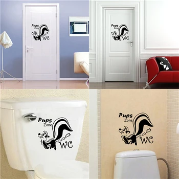 Juokinga Voverė šuniukų tualeto zona, WC lipdukai sienų papuošimai 