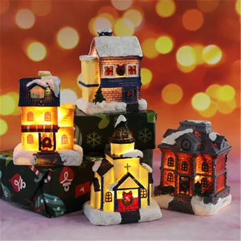 Kalėdų Žiburiai Dervos Miniatiūriniai Namas Baldai LED Namas Papuošti Kūrybos Kalėdų Dovanos Apšvietimo Šalis 2020 m.