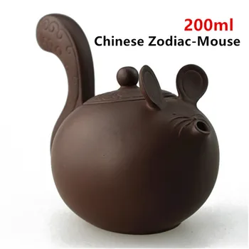 Karšta!!! Raudonos Molio Arbatos puodą Kinų Zodiako Keramikos Arbatinukas Drinkware KungFu Įrankiai Pelės Zisha Arbatos Puodą Nustatyti 200ml Arbatos Ceremonija Dovana