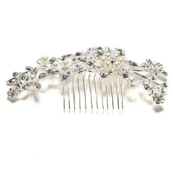 KARŠTO Gėlių Vestuvių Tiara Putojantis Staigius Plaukų Optikos Reikmenys, sidabro padengtą Kristalų imituojamas pearl Nuotakos Plaukų Šukos