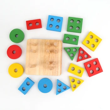 Karšto Mediniai Geometrinio Rūšiavimo Lenta Montessori Vaikų Švietimo Žaislai, Žaislai Statybos Įspūdį Vaikui, Dovana Gimtadienio Proga Nauja