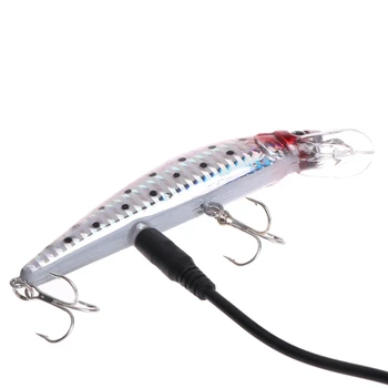 LED Šviesos Žvejybos Masalas USB Įkrovimo Žvejybos Masalas, Trigubas Kabliukas Elektroninių Žvejybos Lempos Jaukų Jaukų Ežero