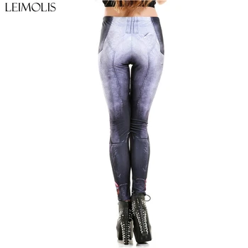 LEIMOLIS 3D atspausdintas Mechanika Šarvai fitneso push up treniruotės antblauzdžiai moterims gotikos plius dydis Aukšto Juosmens punk rock kelnės