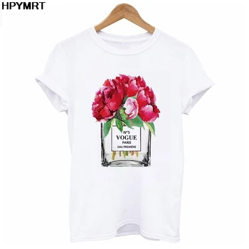 Marškinėliai Moterims, Naujas vasaros Mados kvepalai atspausdintas T-shirt Harajuku estetika marškinėliai moteriška balta topai Marškinėliai moteriški drabužiai